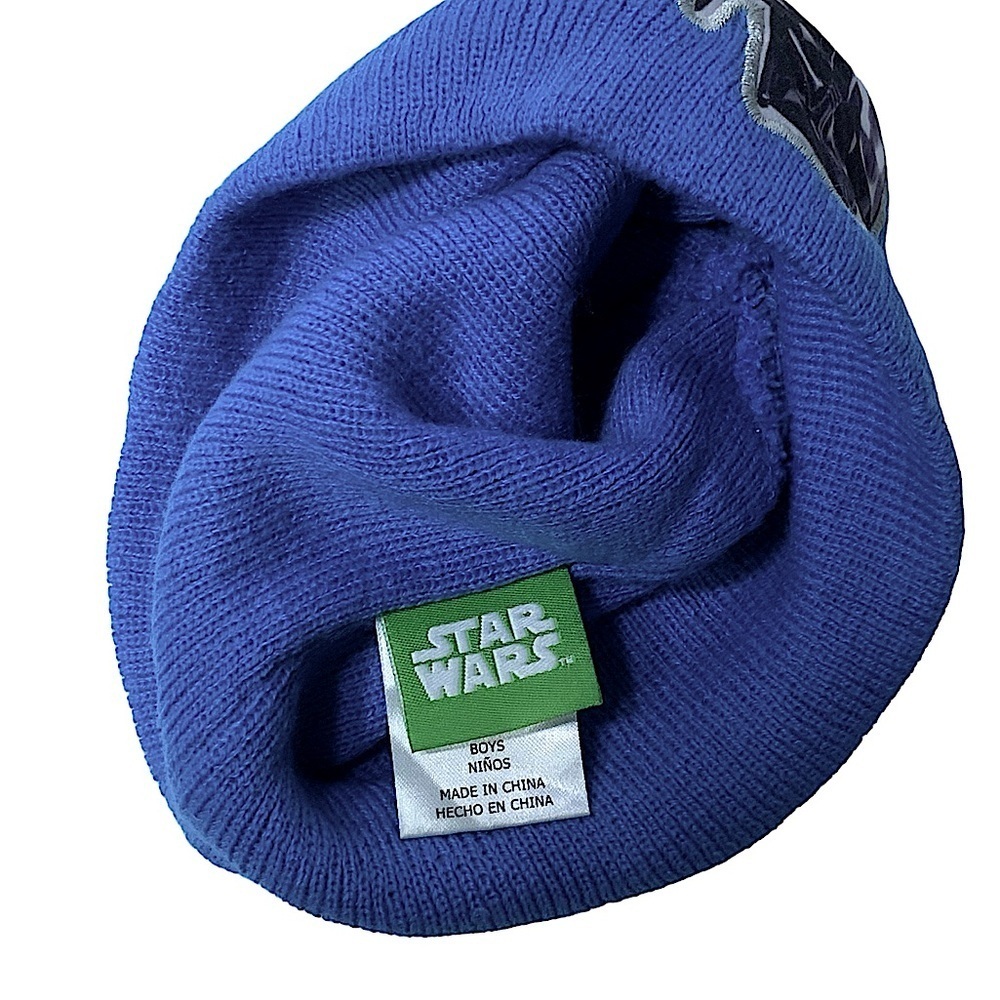 Star Wars Knit Beanie Cap Darth Vader Blue Black Boys Kids Ski Hat Blue One Size - Picture 6 of 13